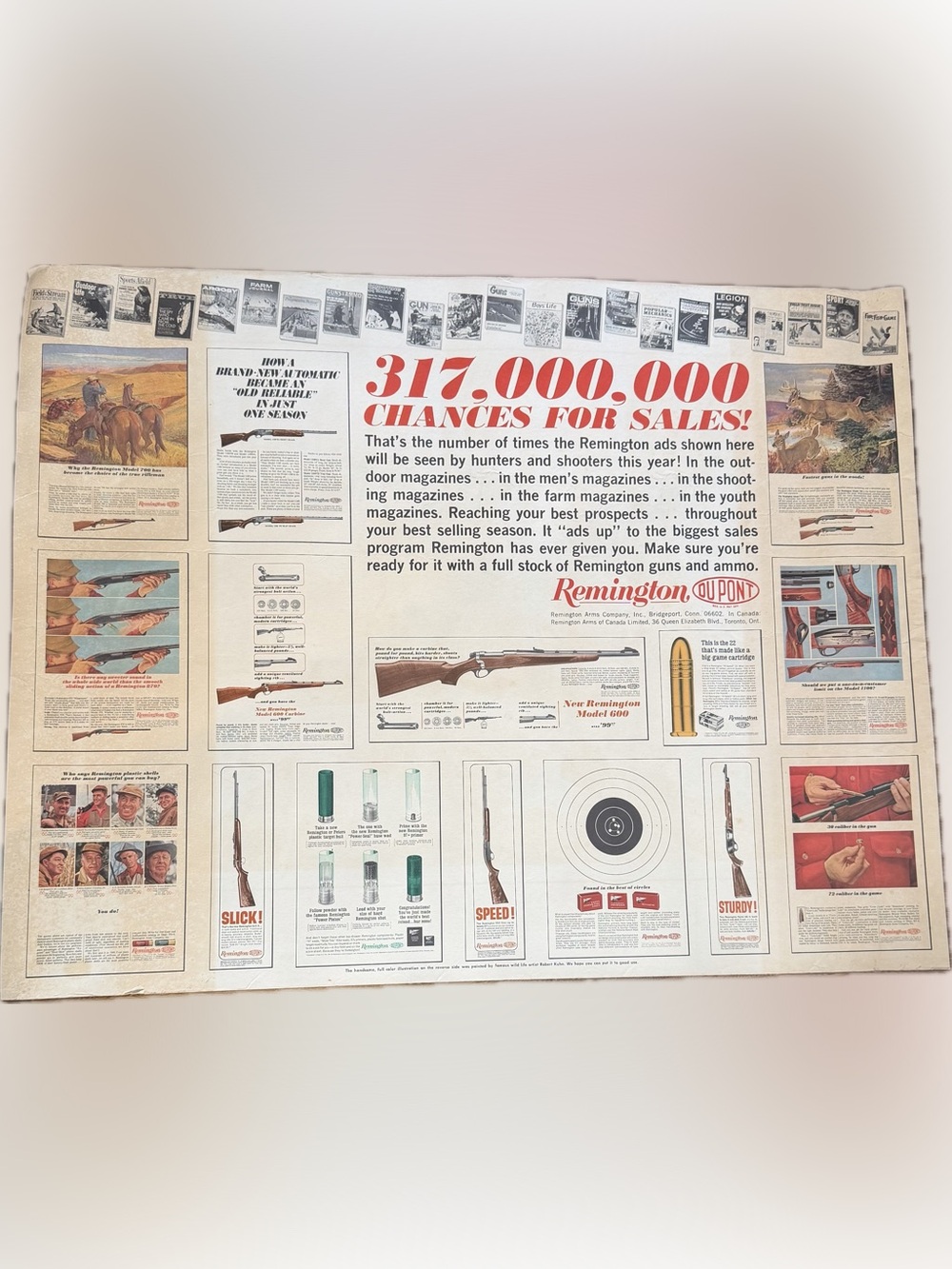 Vintage Remington Arms Advertising Poster 29 1/2 x 23 Inches
